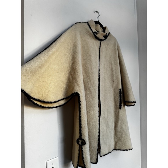 Vtg Pure New Wool Handmade Coat Greece A-Line Boho Cottagecore‎ Oversized Unique - Picture 12 of 16